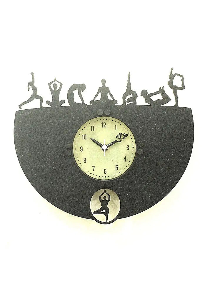 Handcrafted Yoga Pose LED Wooden Wall Clock – 12 Inch Spiritual Decor with Warm Light