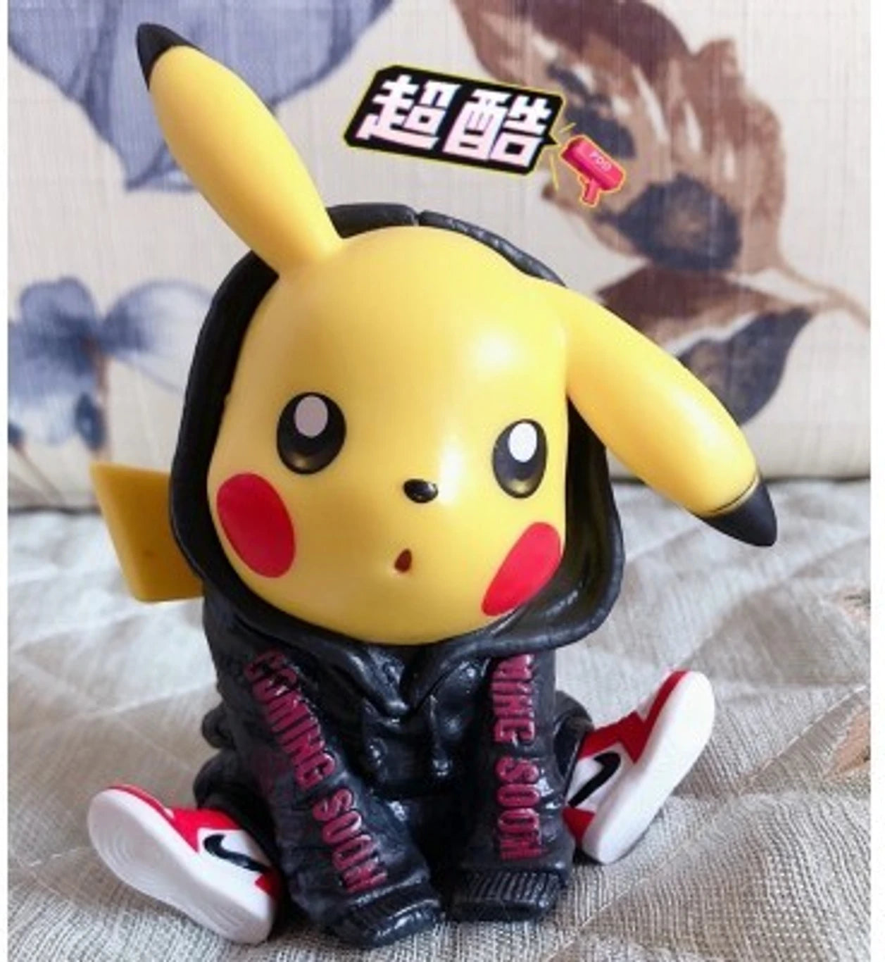 Pikachu Figurine with Hoodie – Cute Cartoon Pikachu Mini Collectible Toy for Desk, Car Dashboard & Room Decoration