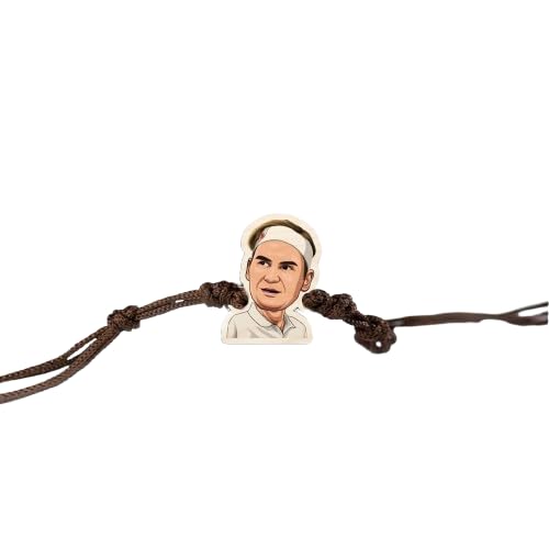 Roger Federer- Lawn Tennis | Premium Wooden Rakhi | Handmade Paper Packing | Soft Nylon Thread | Size - 4 x 3 cm