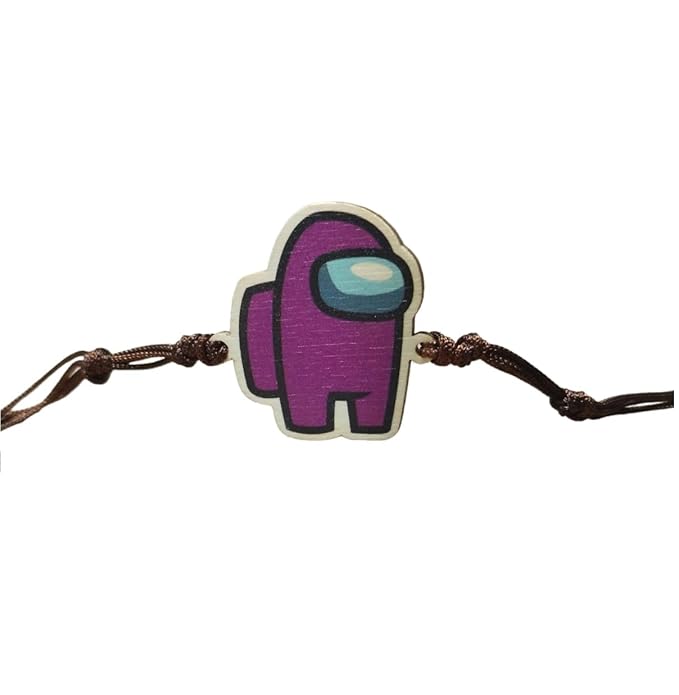 Among Us Purple | Premium Wooden Rakhi | Soft Nylon Thread | Size - 4 x 3 cm