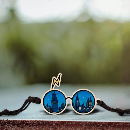 Harry Potter Glasses | Premium Wooden Rakhi | Handmade Paper Packing | Soft Nylon Thread | Size - 4 x 3 cm