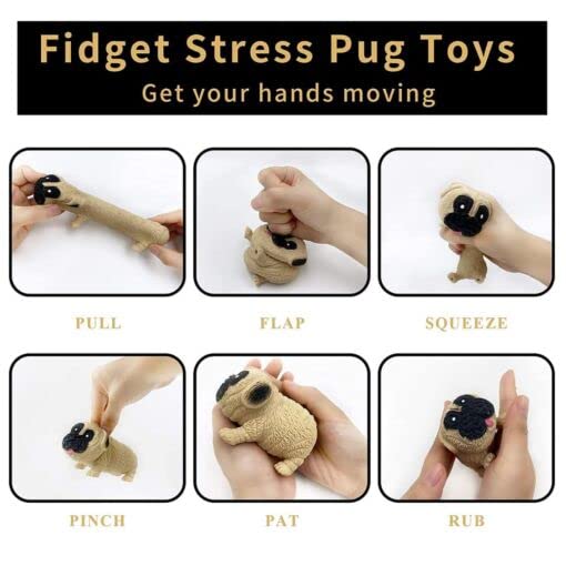 Fidget Stress Pug Toy – Stretch, Squeeze & Squish for Fun