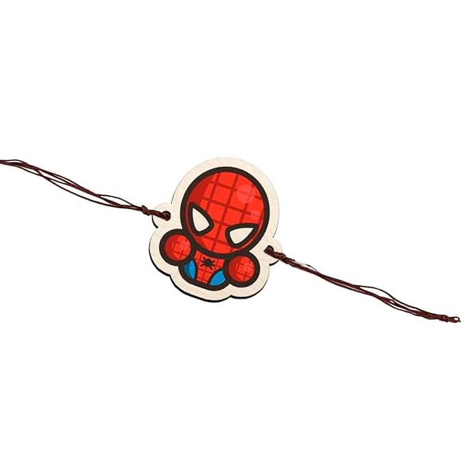 Spider- Man | Premium Wooden Rakhi | Handmade Paper Packing | Soft Nylon Thread | Size - 4 x 3 cm