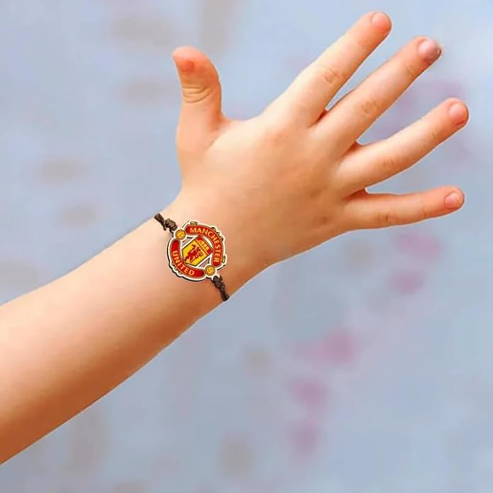 Manchester | Premium Wooden Rakhi | Handmade Paper Packing | Soft Nylon Thread | Size - 4 x 3 cm