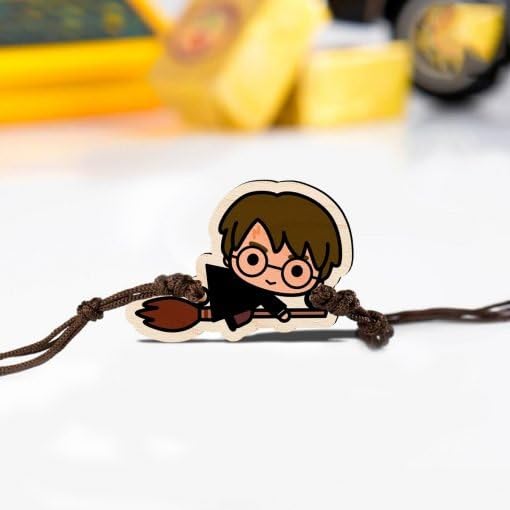 Harry potter on Broom | Premium Wooden Rakhi | Handmade Paper Packing | Soft Nylon Thread | Size - 4 x 3 cm
