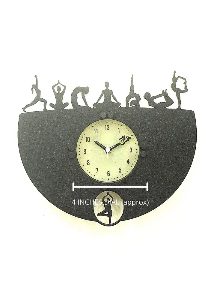 Handcrafted Yoga Pose LED Wooden Wall Clock – 12 Inch Spiritual Decor with Warm Light