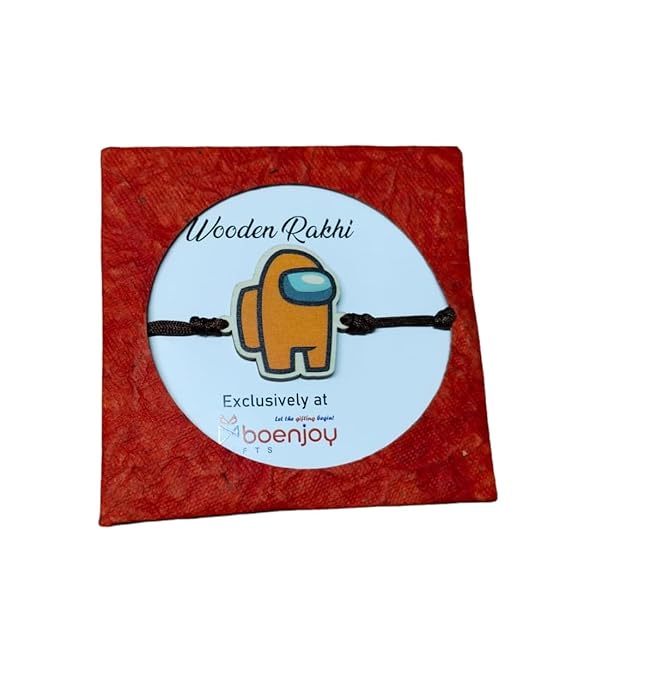 Among Us Orange | Premium Wooden Rakhi | Soft Nylon Thread | Size - 4 x 3 cm