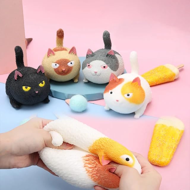 Stress Anxiety Relief Toy Pack of 1 Piece Random design (Squishy Angry Cat)