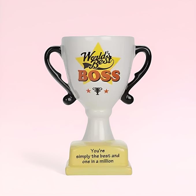 World's Best Boss Trophy, Ceramic Cup Design, 16 cm