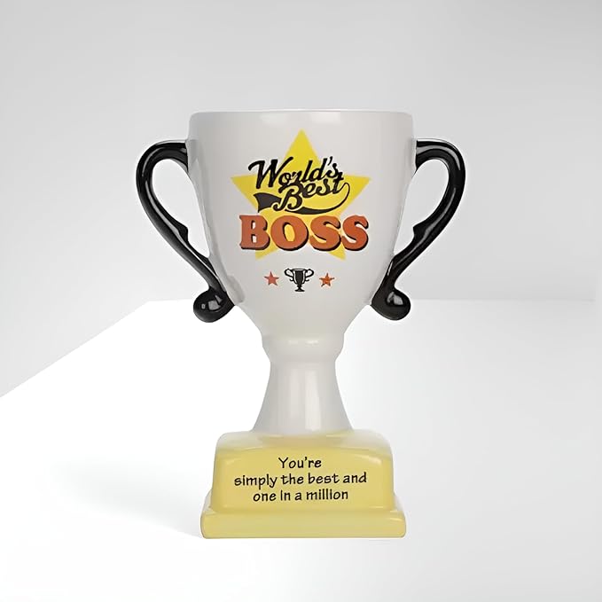 World's Best Boss Trophy, Ceramic Cup Design, 16 cm