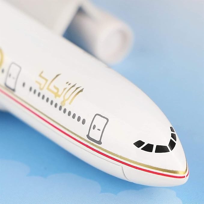 Etihad Airways, Airline Model Aircraft, Aeroplane Diecast Collection Decor, Highly Detailed Airways, 16 Cm, for Adult
