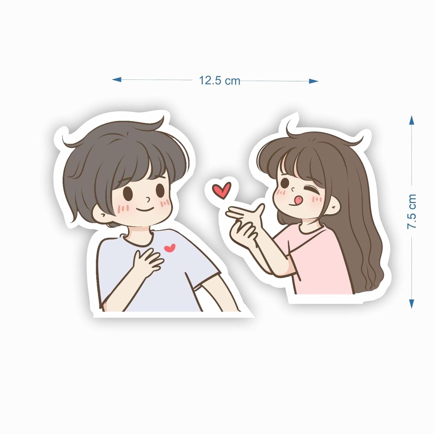 Cute Couple MDF Wooden Fridge Magnet | Romantic Cartoon Love Design | Decorative Magnet for Refrigerator, Home & Office (Heart)