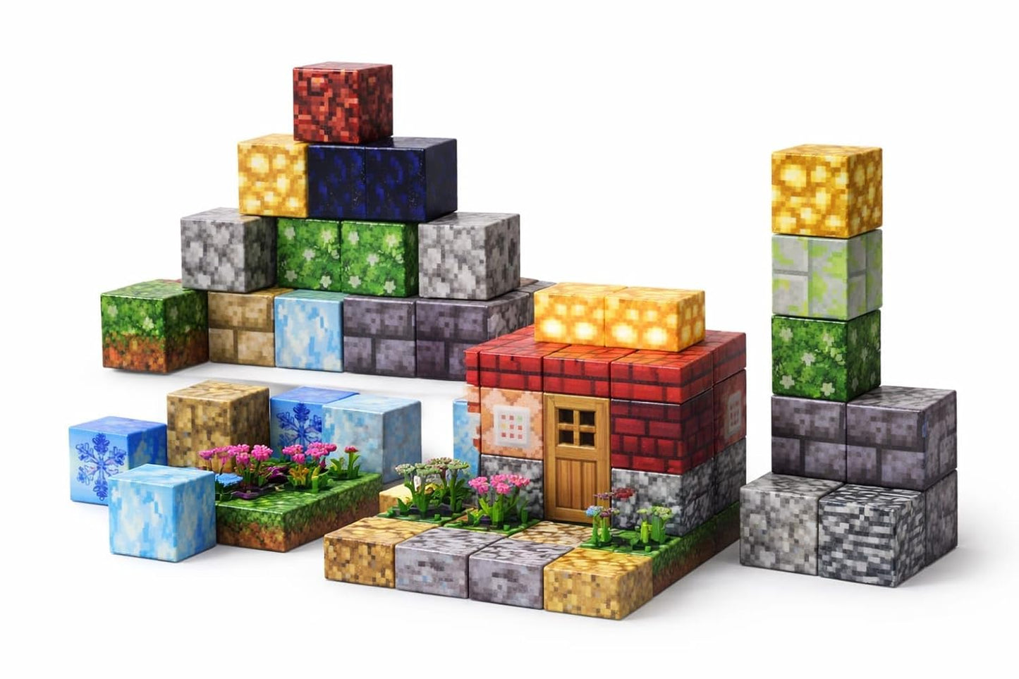 Minecraft Magnetic Building Blocks Toy Set (20 Pieces) | Colorful Cube Construction Blocks with Strong Magnets | STEM Educational Toy for Kids | Creative Stacking & Learning Playset