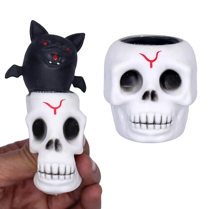 Title: Spooky Skull & Bat Pop-Up Stress Relief Toy – Halloween Decompression Fun