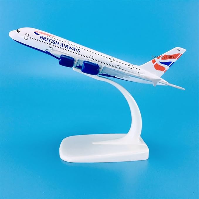 British Aircraft Model Airline Aeroplane Diecast Collection Decor, Highly Detailed Airways, 20 Cm, for Kid, White