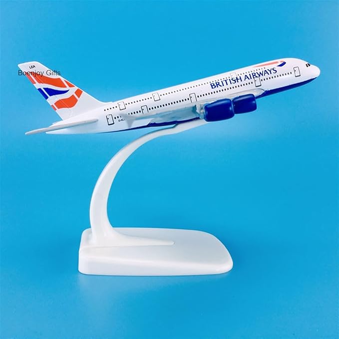 British Aircraft Model Airline Aeroplane Diecast Collection Decor, Highly Detailed Airways, 20 Cm, for Kid, White
