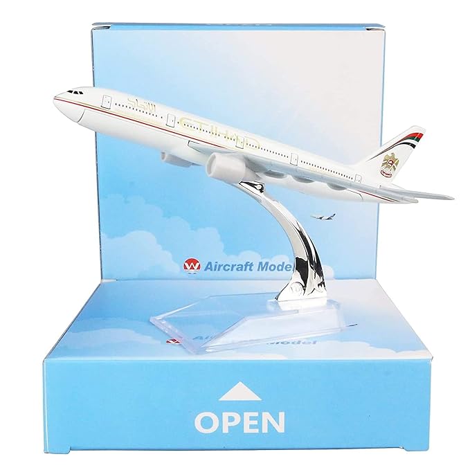 Etihad Airways, Airline Model Aircraft, Aeroplane Diecast Collection Decor, Highly Detailed Airways, 16 Cm, for Adult