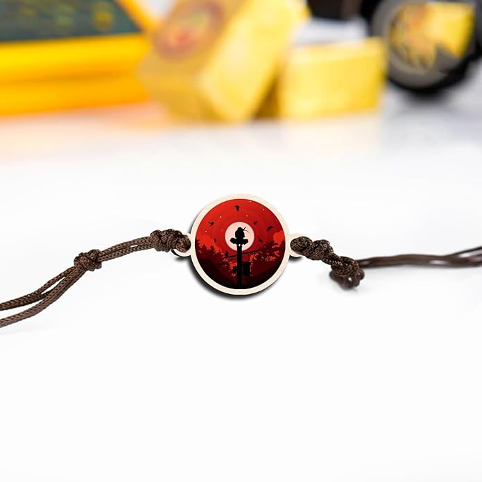 Itachi | Premium Wooden Rakhi | Handmade Paper Packing | Soft Nylon Thread | Size - 4 x 3 cm