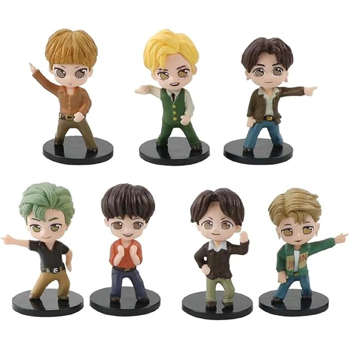 Bts Retro Set Of 7 |7 Cm|| Limited Edition Collectible Action Figure