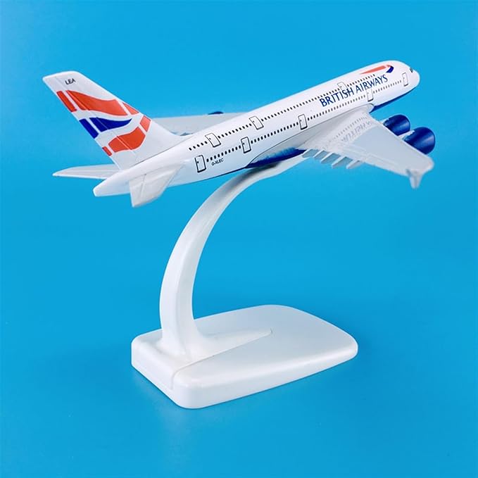 British Aircraft Model Airline Aeroplane Diecast Collection Decor, Highly Detailed Airways, 20 Cm, for Kid, White