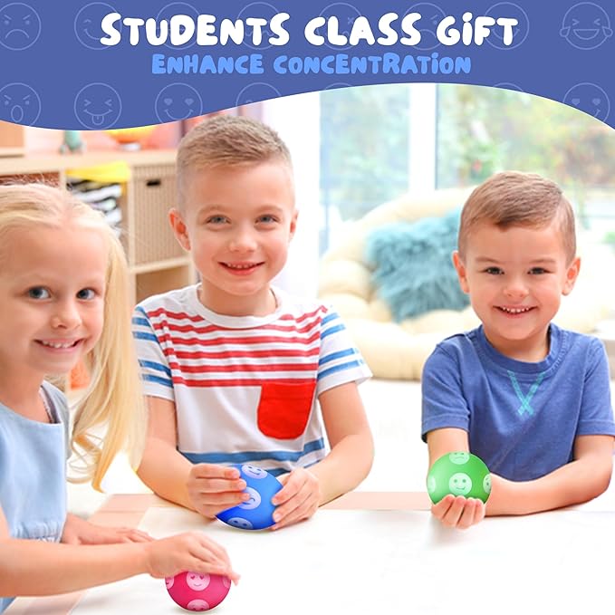 Squishy Stress Balls Toys, Christmas Stocking Stuffers Gift, Emotion Squeeze Balls for Kids, Anxiety Relief Fidget Toys for Classroom, Emotional Support Play Feelings Stimming Toy for Autism
