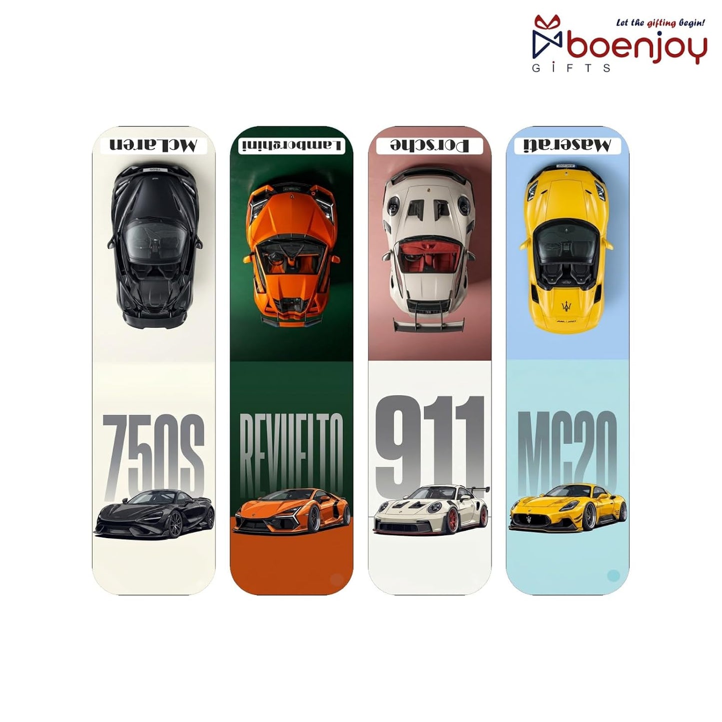 Super Cars Bookmark Set of 10-8 Magnetic Bookmarks + 2 Paper Bookmarks for Book Lovers, Aesthetic Bookmarks, Magnetic Bookmarks for Readers (11 x 2.9 cm)