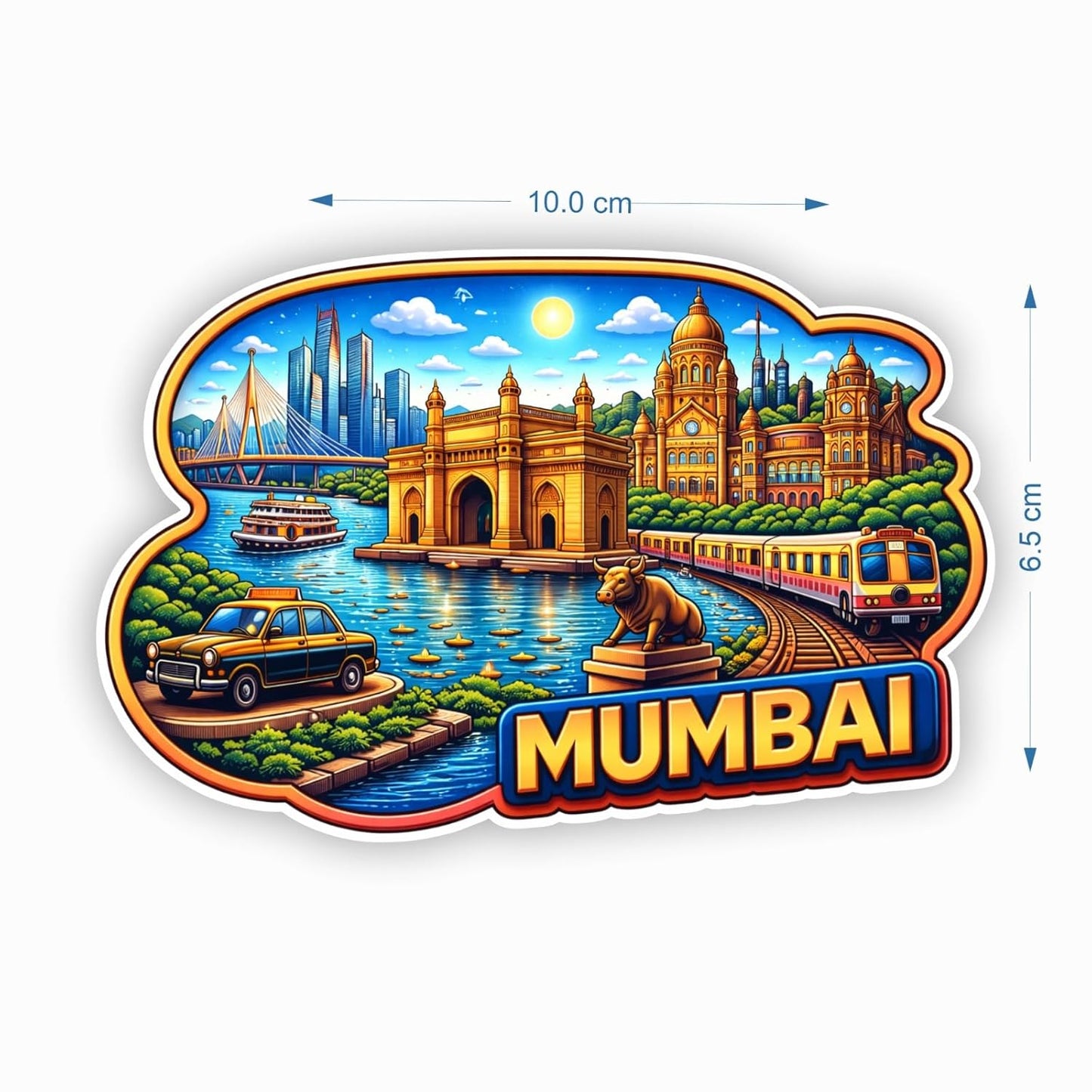 Gifts- Mumbai MDF Wood Fridge Magnet, Refrigerator Magnets | Decorative Kitchen Magnets | Decorative Collectible for Home & Office (Pack of 1) 10x6 cm