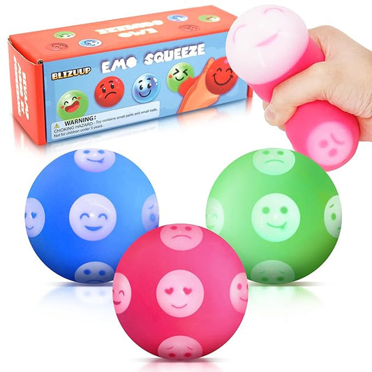 Squishy Stress Balls Toys, Christmas Stocking Stuffers Gift, Emotion Squeeze Balls for Kids, Anxiety Relief Fidget Toys for Classroom, Emotional Support Play Feelings Stimming Toy for Autism