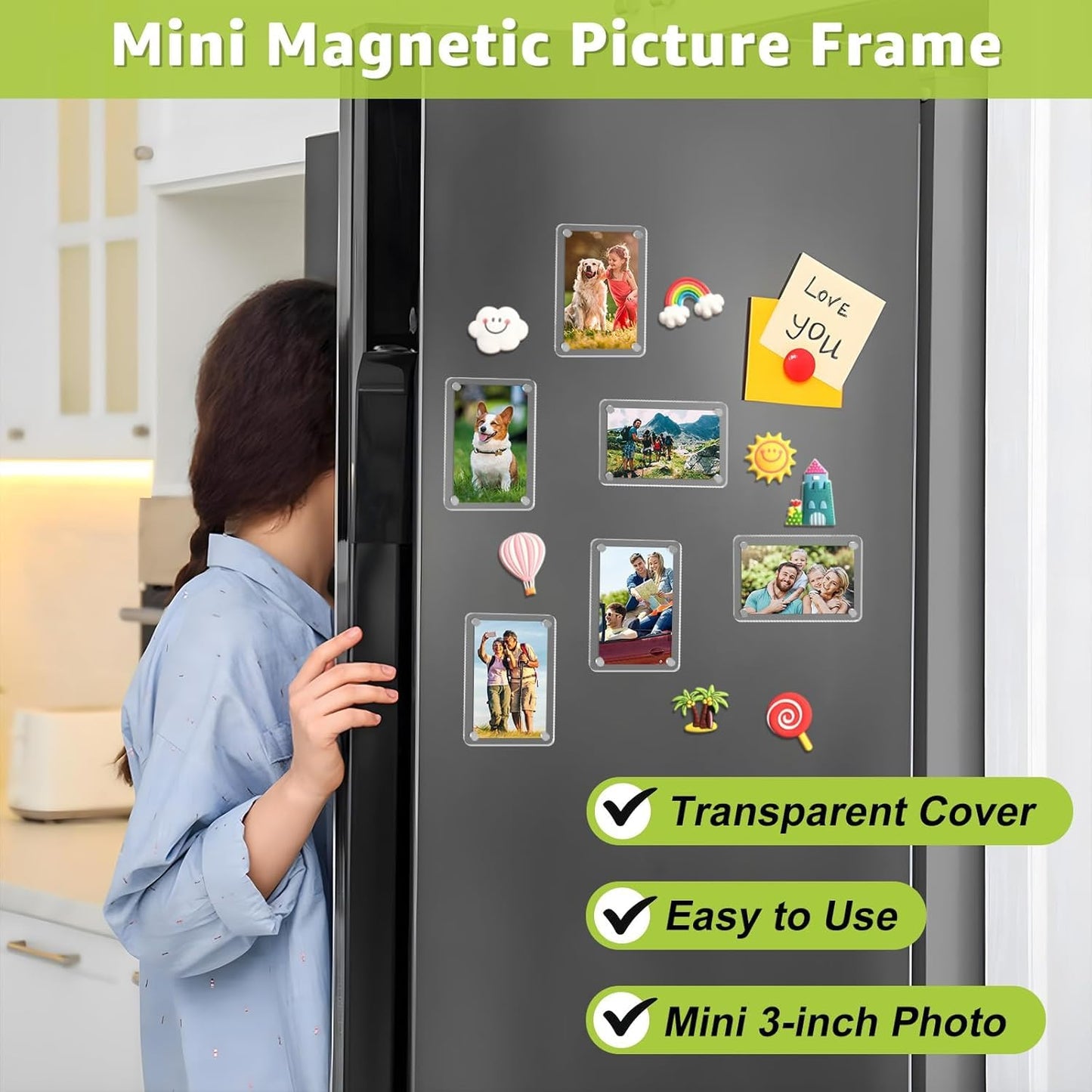 Pack of 1, Magnetic Acrylic Photo Frame – Double Side Display | 2.5x3.5 inch Clear Picture Frame | Strong Magnet, Personalize & Swap Photos – Vertical & Horizontal Use (Photo Not Included)
