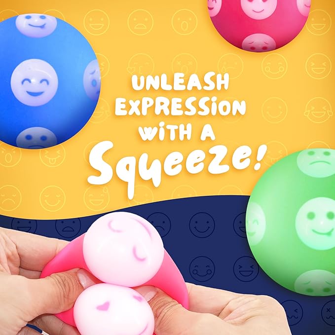Squishy Stress Balls Toys, Christmas Stocking Stuffers Gift, Emotion Squeeze Balls for Kids, Anxiety Relief Fidget Toys for Classroom, Emotional Support Play Feelings Stimming Toy for Autism