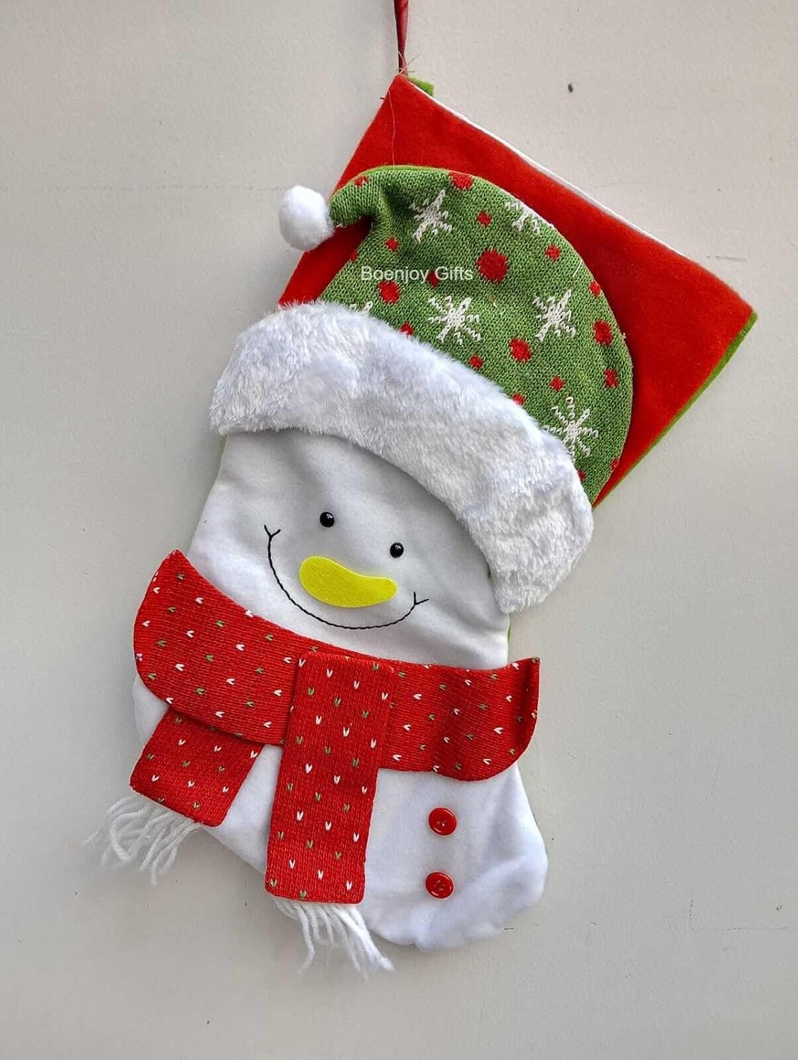 Christmas Stocking Gift Bag, Large Size, Santa Claus Gift Candy Socks, Hanging Ornament for Christmas Eve | Size Approx 15 Inch (Color D)