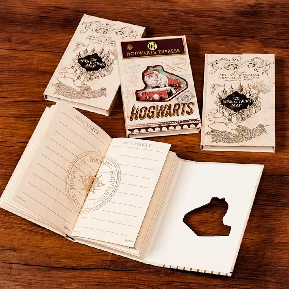 Harry Potter Hardcover Journal Diary, Vintage Writing Paper Notebook, 92 sheets Magnetic Cover (192 Pages) Size 5 * 7 inch (Platform 9 3/4)