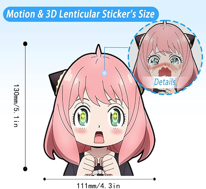 3D Motion Anime Car Sticker – Anya Forger | Waterproof & Durable