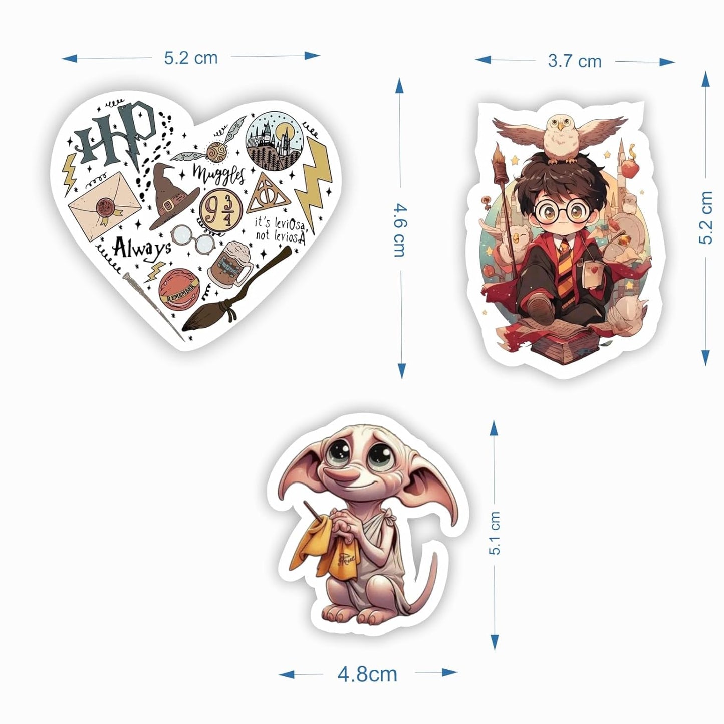 Harry Potter MDF Wood Fridge Magnet Pack of 3 | Cute Wizard, Dobby & Magic Icons Design | Strong Refrigerator Magnets | Harry Potter Home Decor & Gift Item