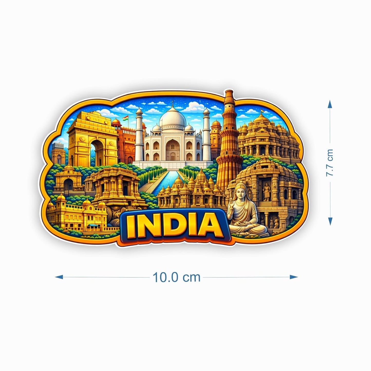 India MDF Wood Fridge Magnet, Refrigerator Magnets | Decorative Kitchen Magnets | Decorative Collectible for Home & Office (Pack of 1) 10x6 cm