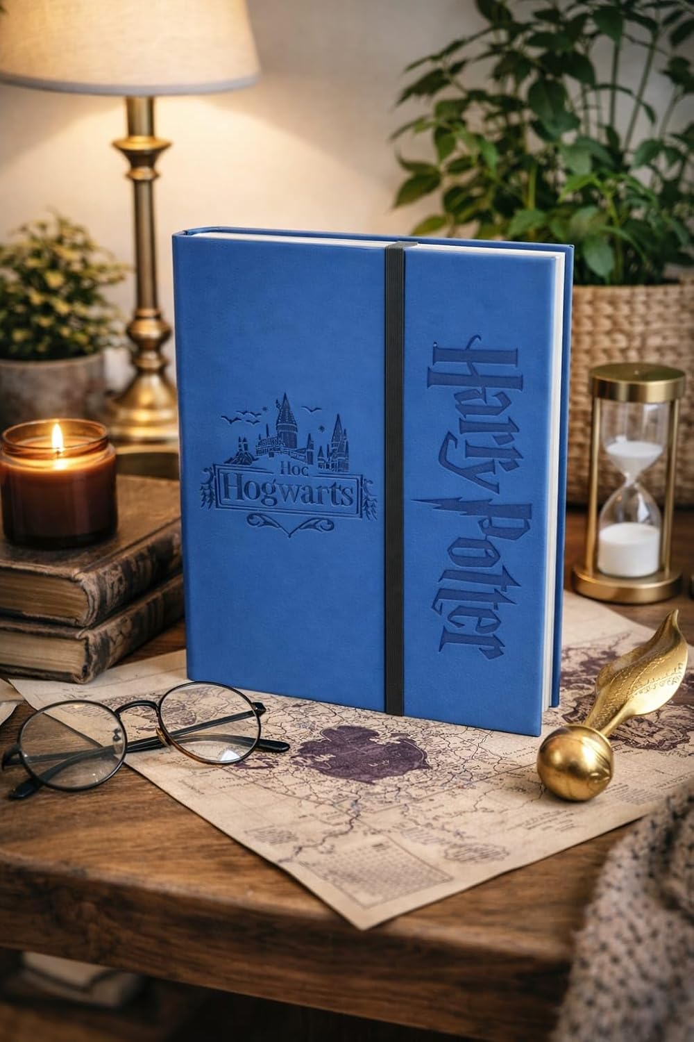Harry Potter Hardcover Journal Diary, Vintage Writing Paper Notebook, 92 sheets Magnetic Cover (192 Pages) (Hogwrt Blue)