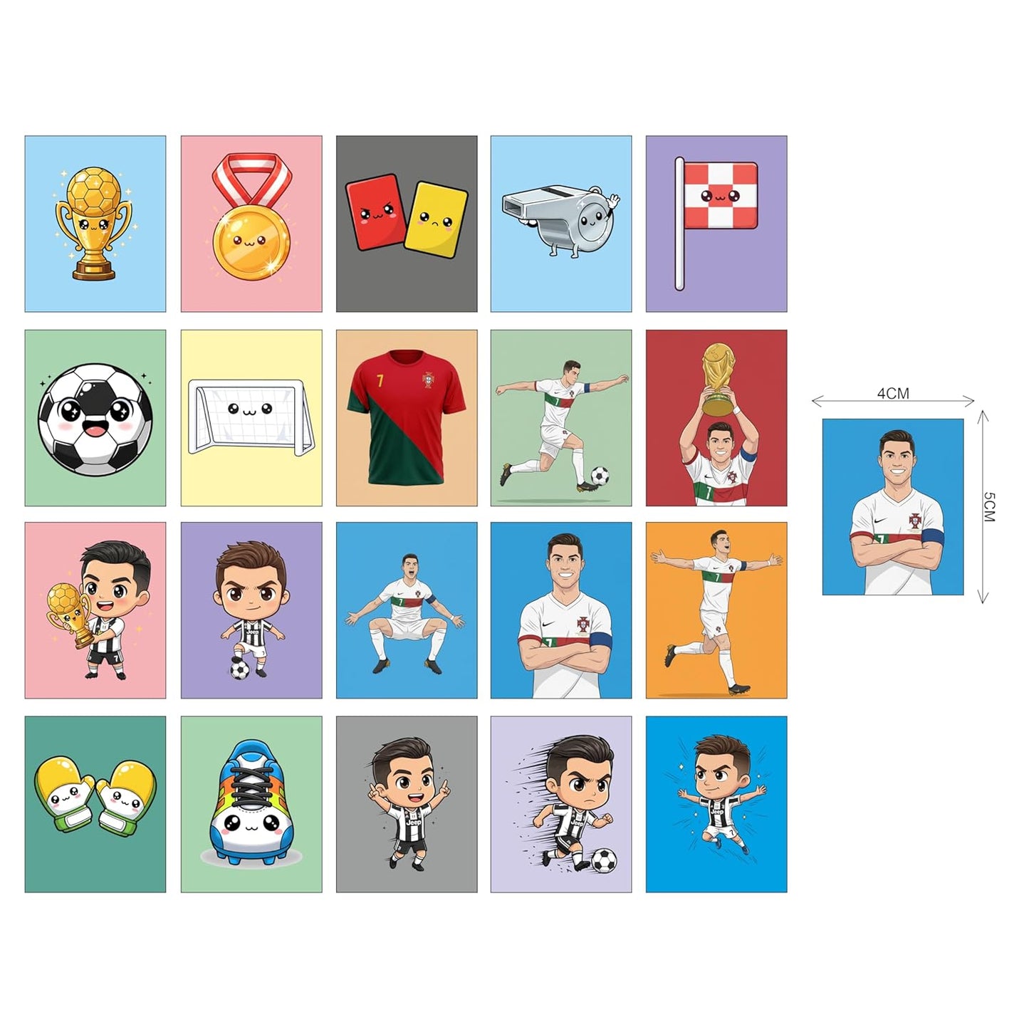 Cristiano Ronaldo Kids Fridge Magnet Set, Refrigerator Magnets | Fun Collectible Gift & Home Décor (Pack of 20) 4x5 cm