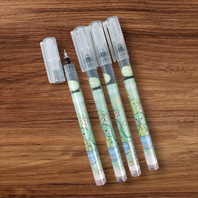 4Pcs Dinosaur Pens Cute Pens 0.5mm Black Pen