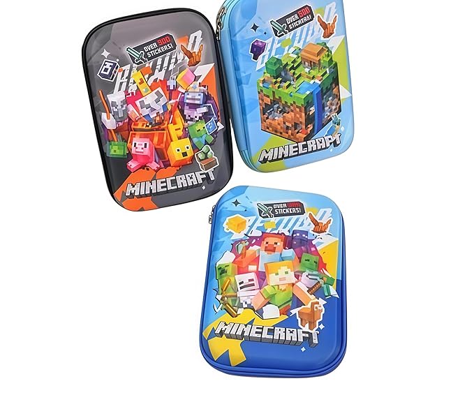 Mine - craft Pencil Case for Kids – Pack of 1, Large Capacity Waterproof Stationery Pouch with Zipper| Cute Hardtop Pencil Box for School, Boys & Girls (1 PC- Random Design) Size 22X15 cm