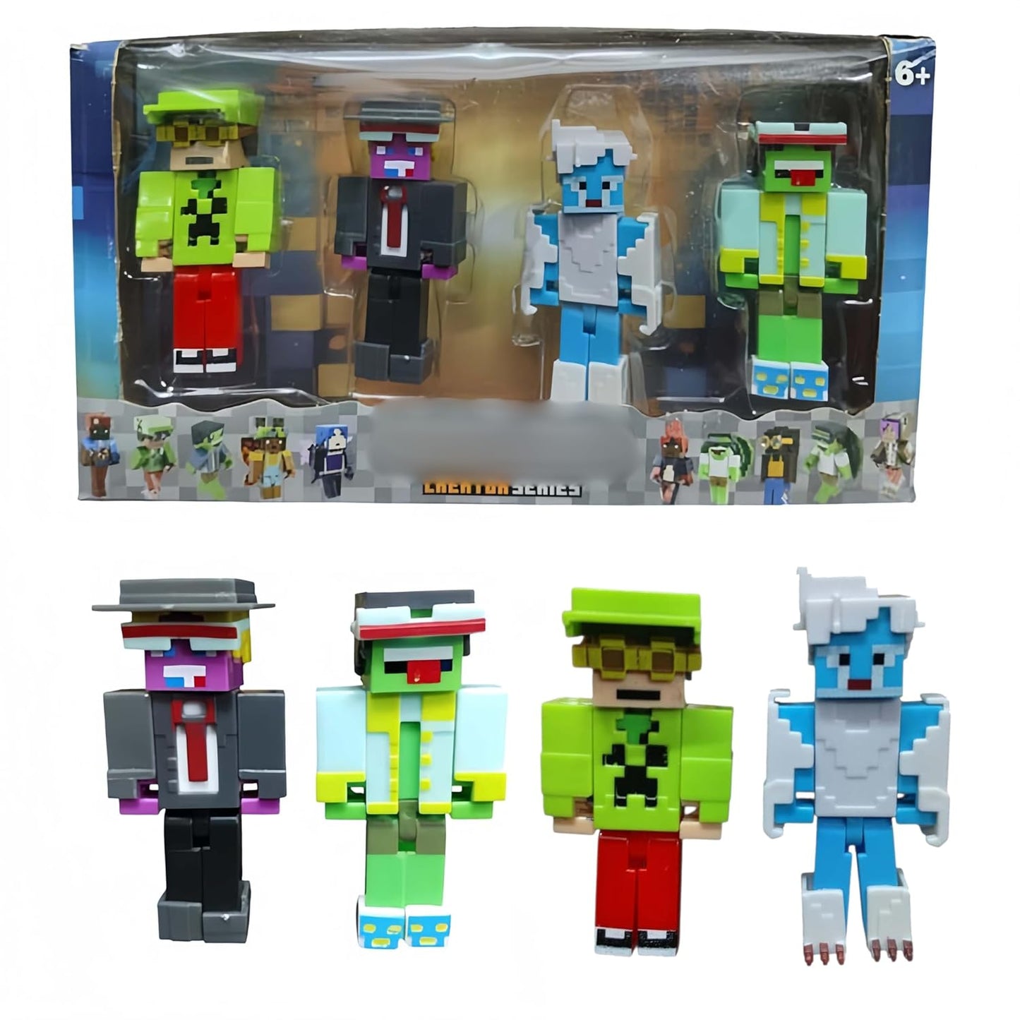 Minecraft Building Block Set for Kids, 4 Pcs Mini Figures Play Set, Action Figures | Creative Building Toys for Boys & Girls Age 6+ (Style A)