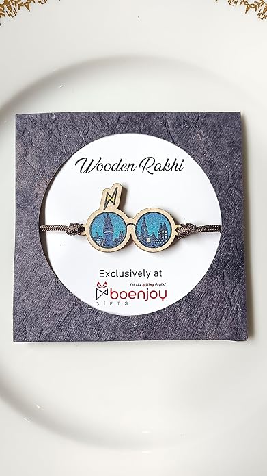 Harry Potter Glasses | Premium Wooden Rakhi | Handmade Paper Packing | Soft Nylon Thread | Size - 4 x 3 cm