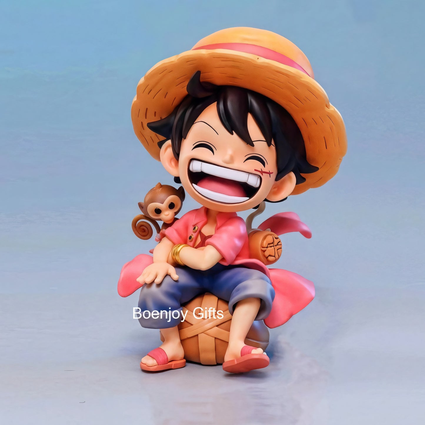 One Piece Monkey D. Luffy Smiling face Sitting Action Figure Toys Special Edition for Car Dashboard, Decoration, Office Desk & Study Table|Collectible Gift, 12.5 cm
