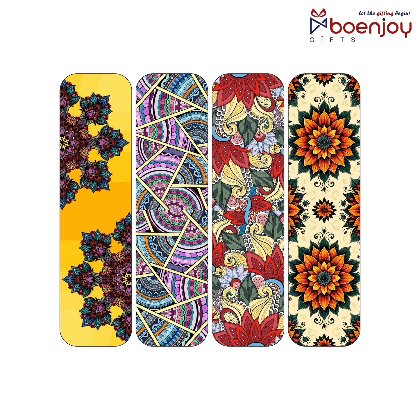 Mandala Bookmark Set of 10-8 Magnetic Bookmarks + 2 Paper Bookmarks for Book Lovers, (11 x 2.9 cm)