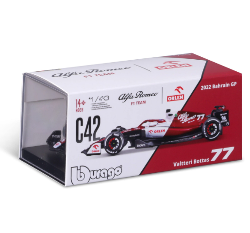 1/43 Scale Model Compatible with Alfa Romeo F1 Team Compatible with ORLEN # 77 Compatible with Valtteri Bottas 2022 Replica Miniature Model Racing Car Model (Red)