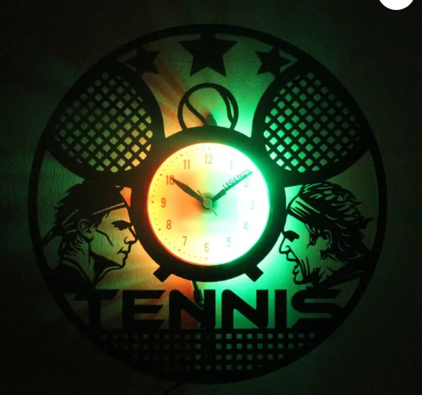 Tennis Backlight Wall Clock – Glow-in-the-Dark Decor for Sports Lovers & Court Champions (12 Inch)