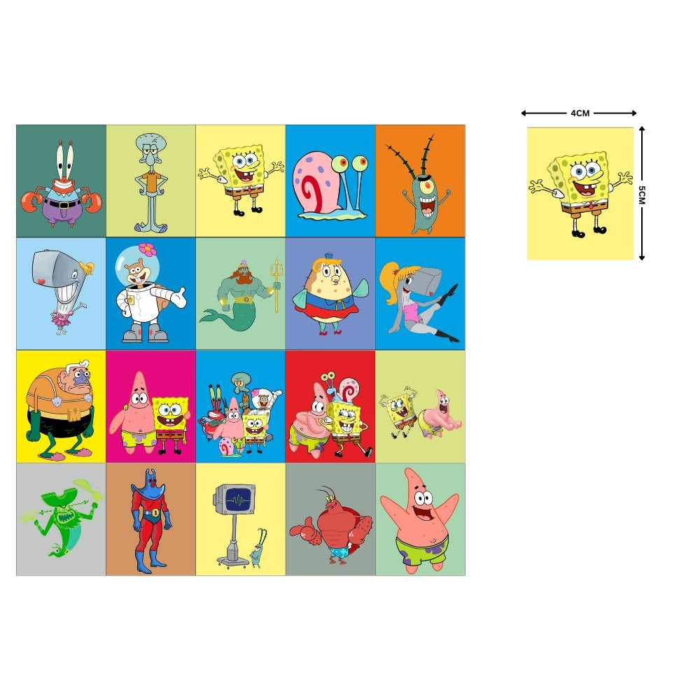 SpongeBob Kids Fridge Magnet Set, Refrigerator Magnets | Fun Collectible Gift & Home Décor (Pack of 20) 4x5 cm