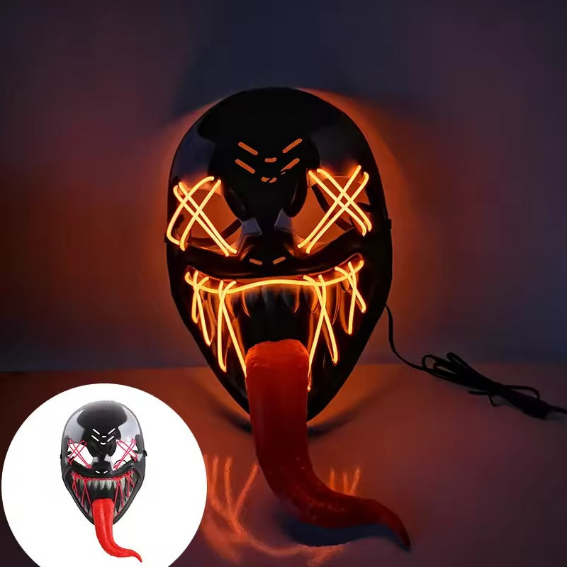 Venom Style LED Mask with Tongue – Random Color Light | Battery Not Included