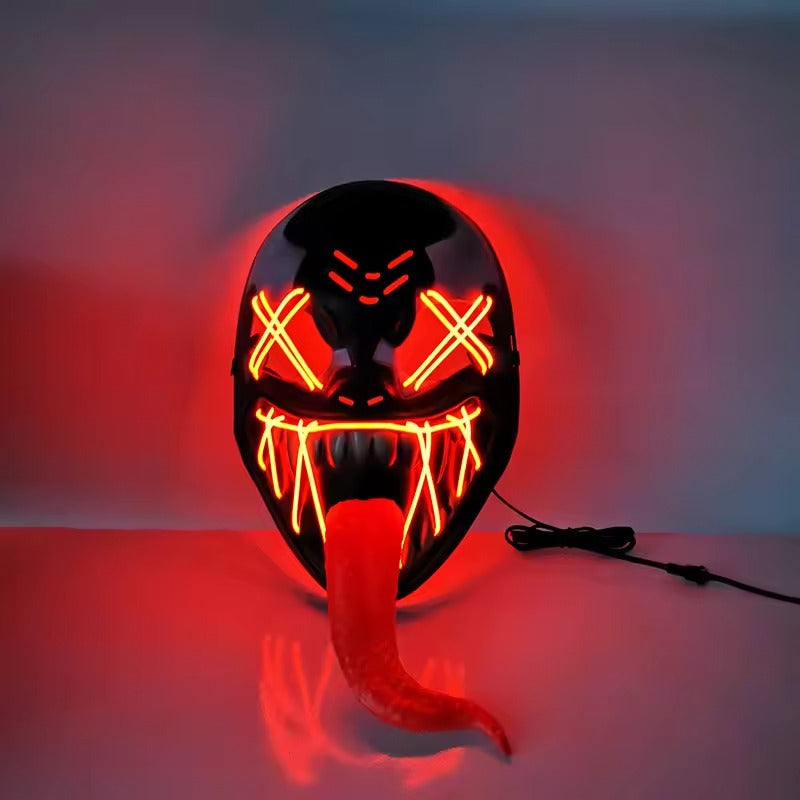 Venom Style LED Mask with Tongue – Random Color Light | Battery Not Included