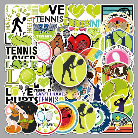 50 Pcs Tennis Cartoon Stickers – Waterproof Vinyl Decals for All Surfaces