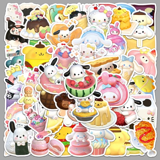 50 Pcs Sanrio Food Cartoon Stickers – Waterproof Vinyl Decals for All Surfaces